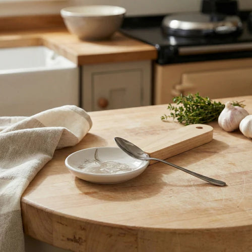 Highland Cow Ceramic Spoon Rest with Wooden Handle - Home Deco London