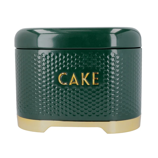 Lovello Cake Storage Tin with Lid, Hunter Green & Gold,
