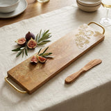 Long Serving Board with Gold Handles, Fig & Pomegranate