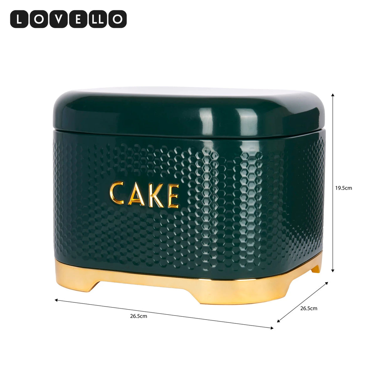 Lovello Cake Storage Tin with Lid, Hunter Green & Gold,