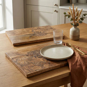 Highland Cow Placemats Set of 2 Solid Rustic Wood - Home Deco London