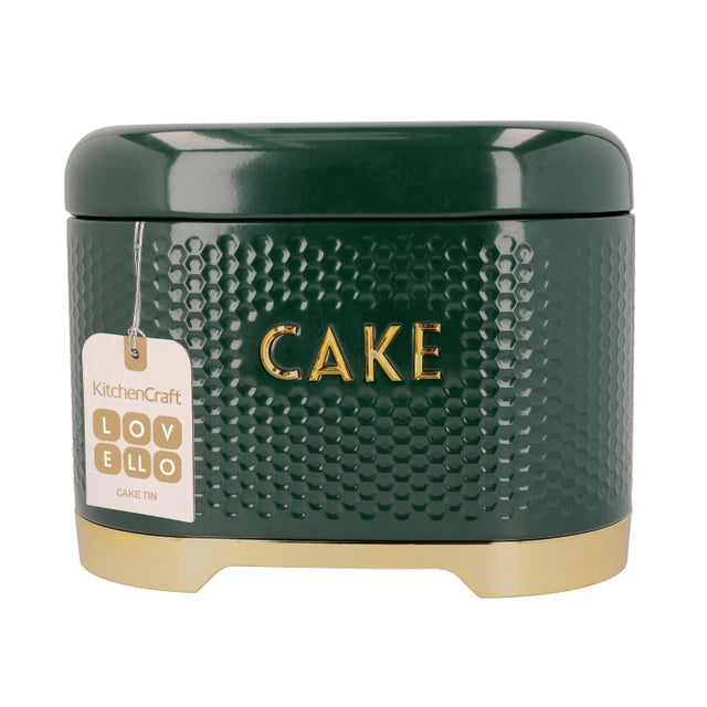 Lovello Cake Storage Tin with Lid, Hunter Green & Gold,