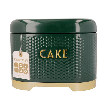 Lovello Cake Storage Tin with Lid, Hunter Green & Gold,