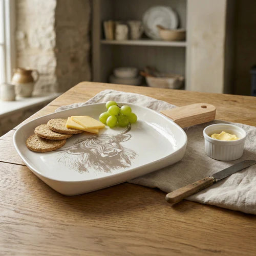 Highland Cow Ceramic Serving Paddle with Wooden Handle - Home Deco London