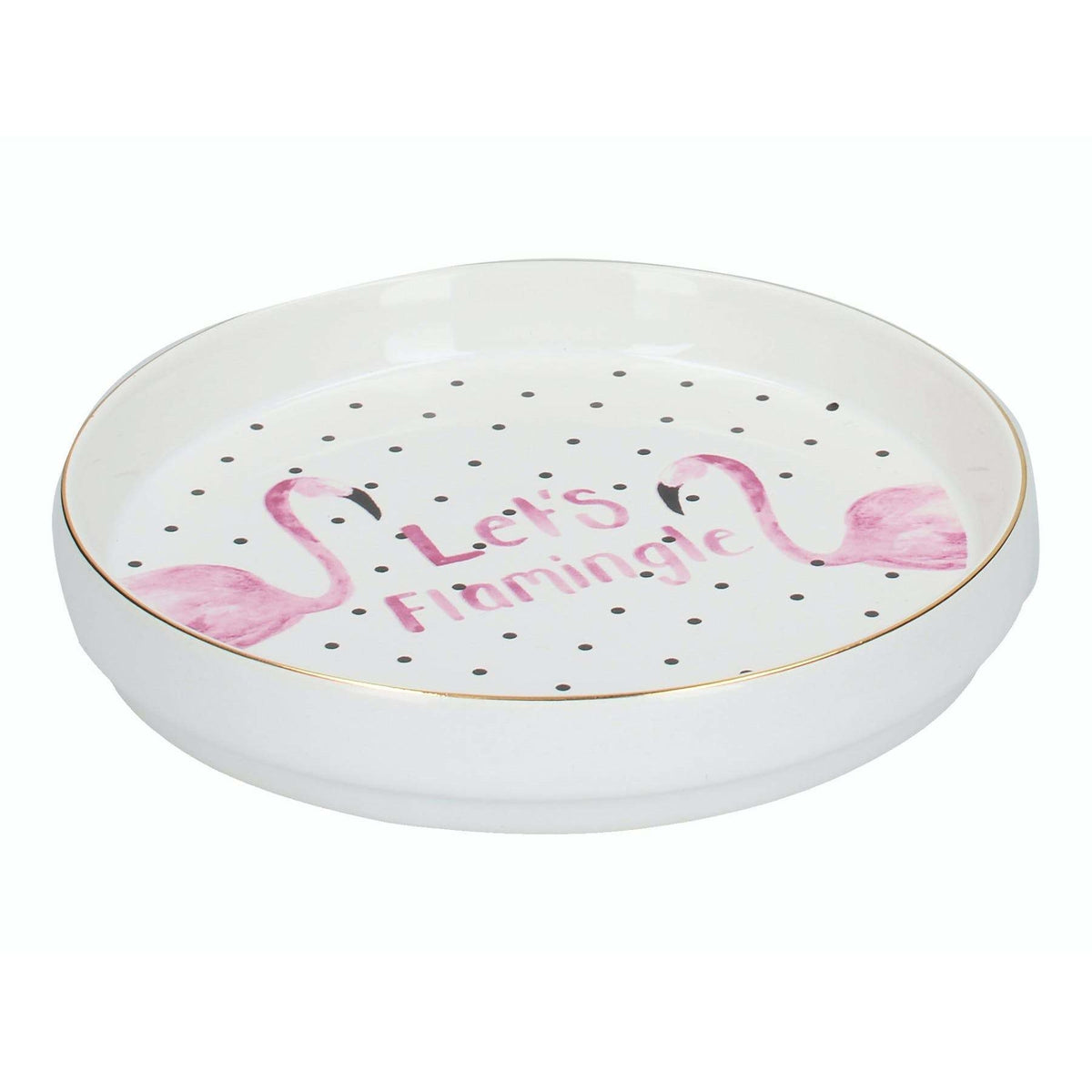 12cm Ceramic Trinket Dish with Flamingos - Let's Flamingle Design by Ava & I - Home Deco London