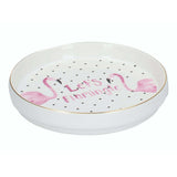 12cm Ceramic Trinket Dish with Flamingos - Let's Flamingle Design by Ava & I - Home Deco London