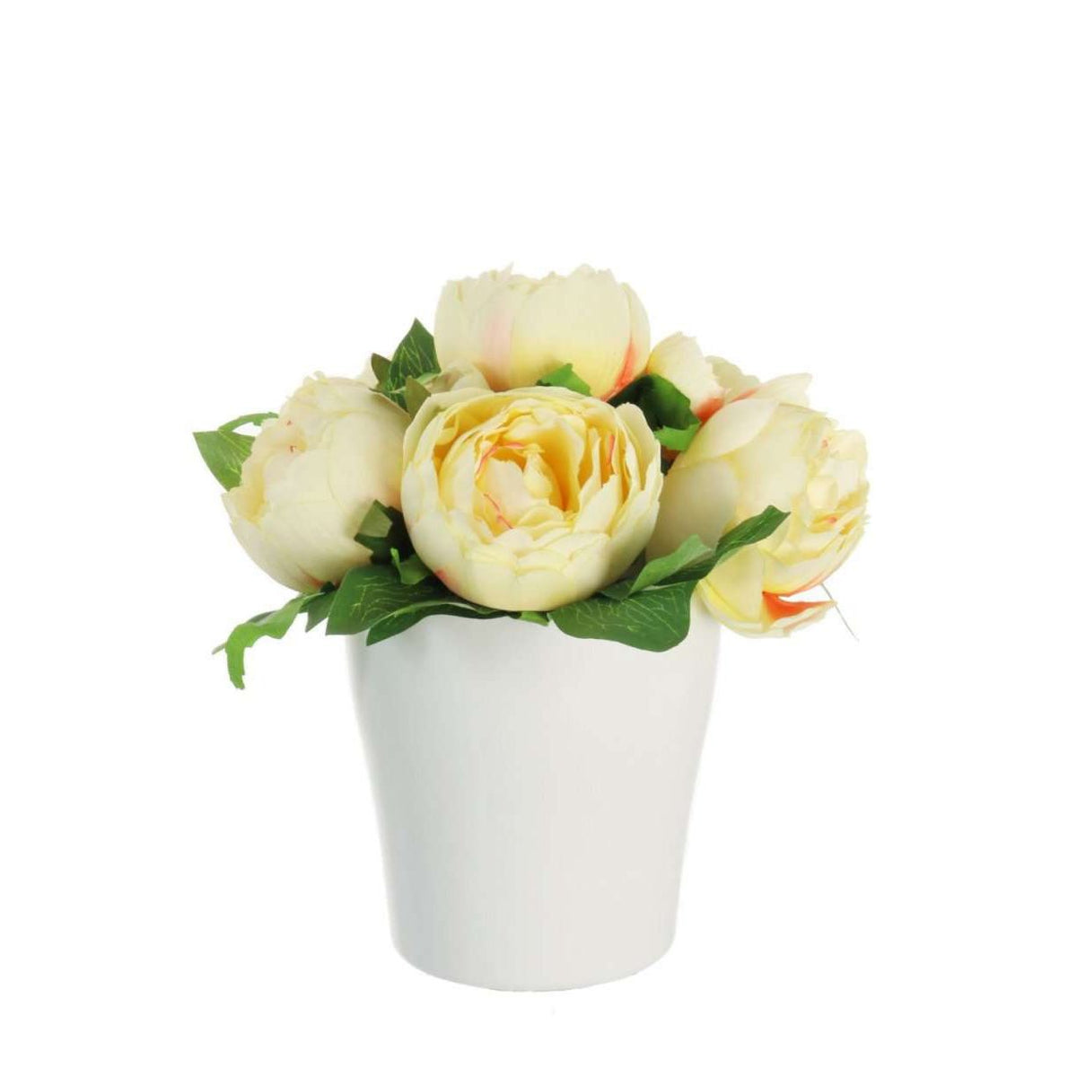 Small Pot of Yellow Peonies Artificial in a charming display, perfect for home decor, presenting an elegant artificial peonies bouquet that adds a touch of brightness to any space.