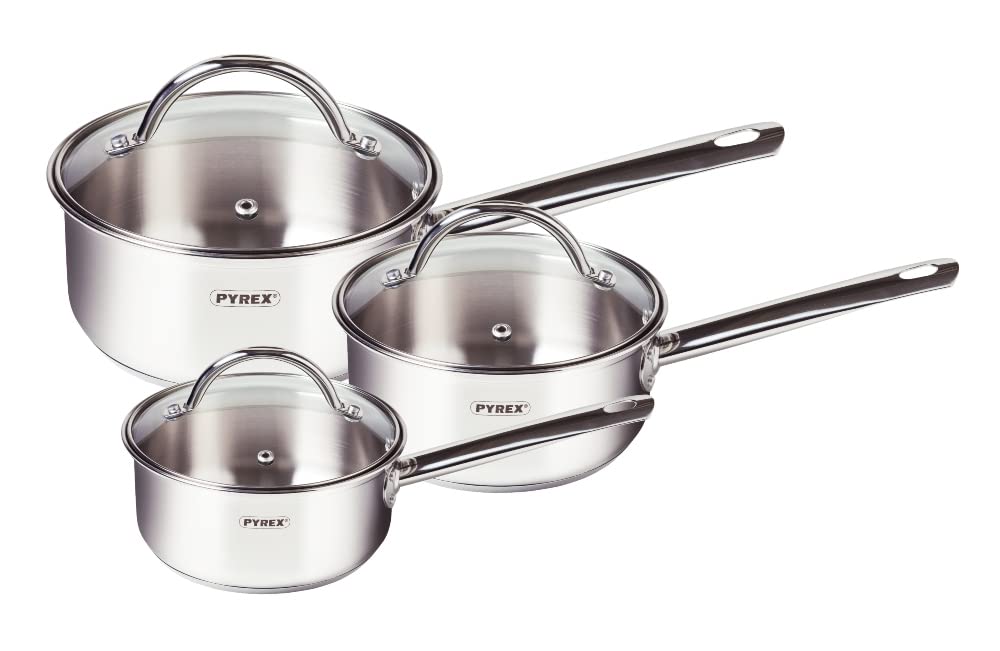 Pyrex Master Stainless Steel Saucepan Set
