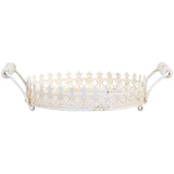 Antique Cream Serving Tray With Handles & Decorative Edge, Small Size - Home Deco London