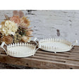 Antique Cream Serving Tray With Handles & Decorative Edge, Small Size - Home Deco London