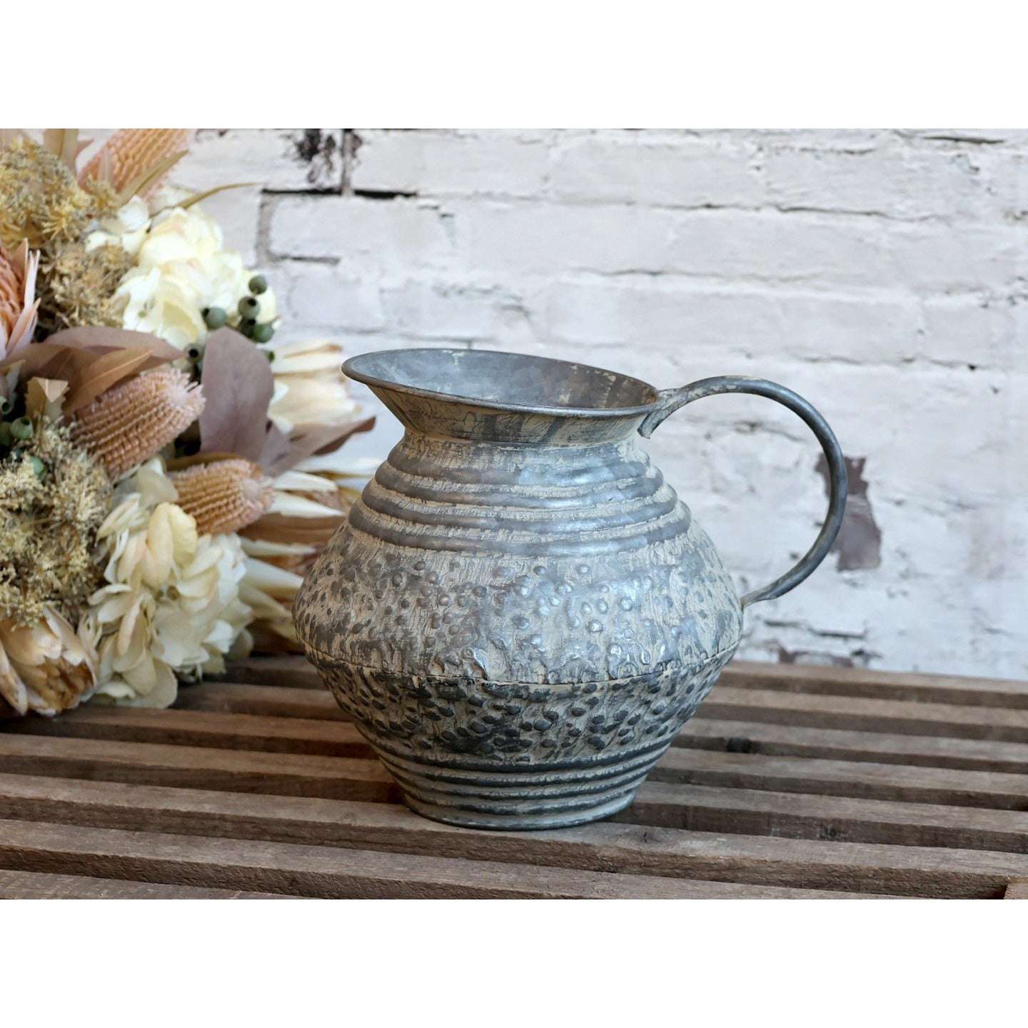 Antique Decorative Jug - Chic 18Cm Zinc Décor Piece, Ideal For Home Styling - Home Deco London