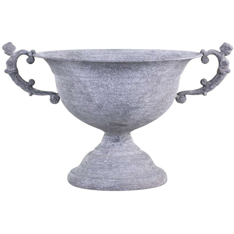 Antique Zinc Centrepiece on Foot With Handle - Elegant Iron Display Piece H44/L32/W27 cm - Home Deco London