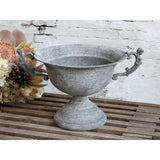 Antique Zinc Centrepiece on Foot With Handle - Elegant Iron Display Piece H44/L32/W27 cm - Home Deco London