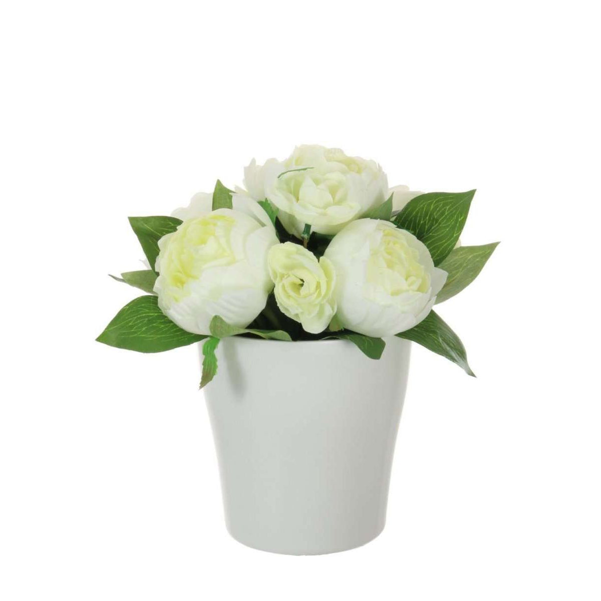 Ceramic pot of cream peonies artificial, showcasing beautiful artificial cream peonies perfect for home decor or as a thoughtful gift