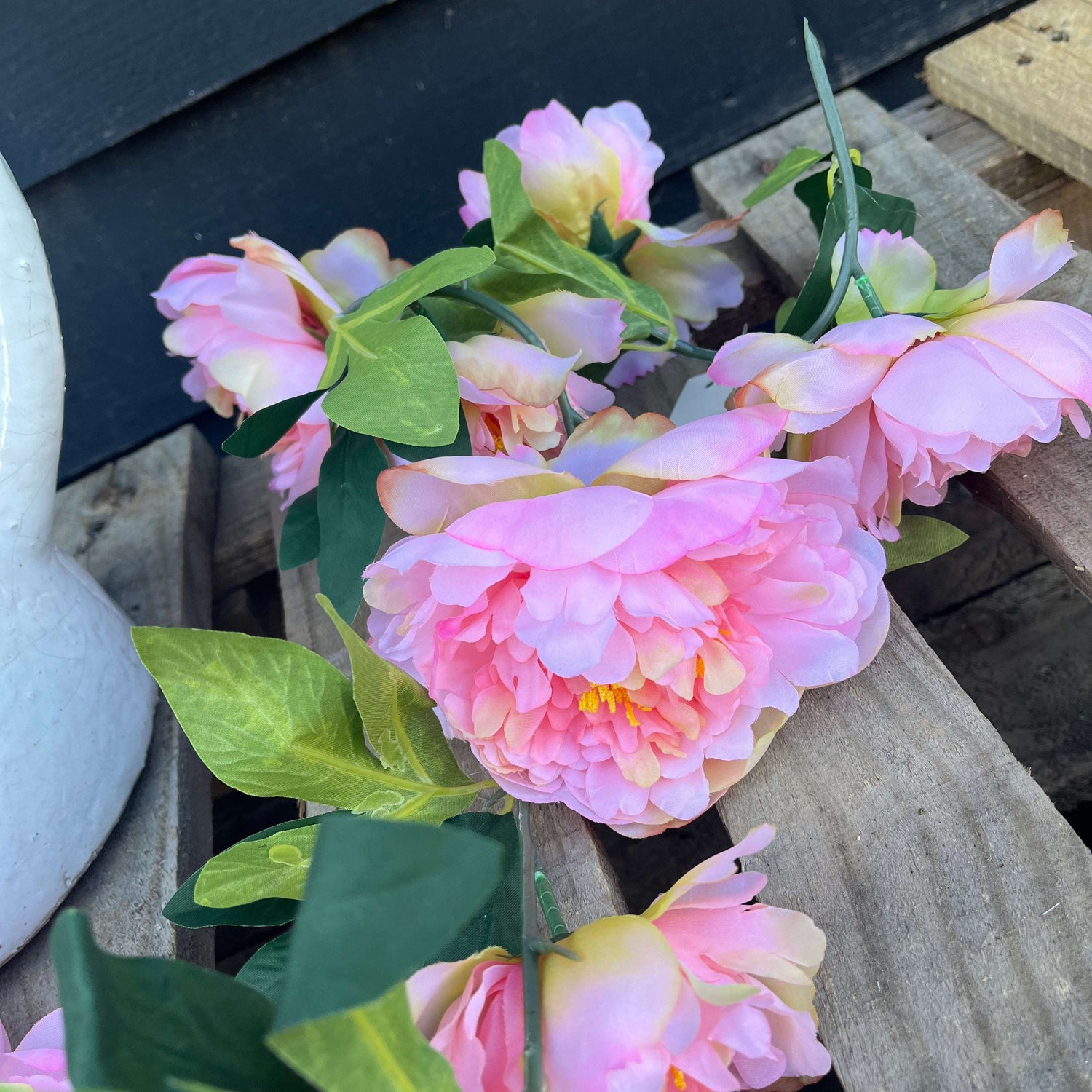 Artificial Peony Garland 180cm - Elegant Pink Floral Décor for Mantlepieces and Arches - Home Deco London