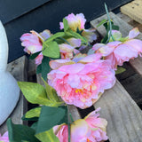 Artificial Peony Garland 180cm - Elegant Pink Floral Décor for Mantlepieces and Arches - Home Deco London