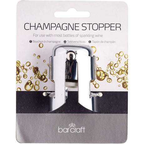 BarCraft Champagne Stopper - Luxury Polished Stainless Steel, Keeps Bubbles Fresh - Home Deco London