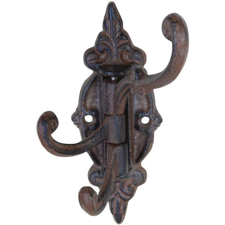 Cast Iron Wall Hook 3-Way - Adjustable Hooks for Garden or Home, Rusty Black Finish - Home Deco London