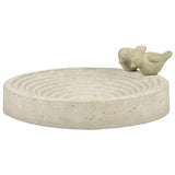 Cement Bird Bath with Charming Sitting Bird - Ideal for Garden Birds, 29.3cm Diameter - Home Deco London