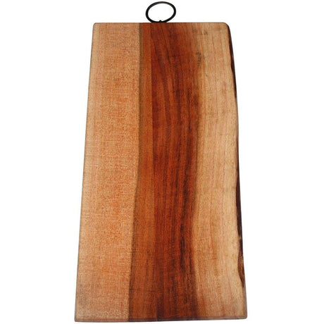 Chic Antique Medium Tapas Serving Board With Iron Handle - Oiled Acacia Wood Design - Home Deco London