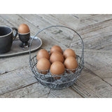 Chic Antique Metal Egg Basket for 7 Eggs - Antique Zinc Wire Design, H22/D18 cm - Home Deco London