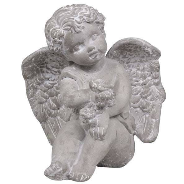 Decorative Angel Figurine in Warm French Grey - Elegant Cement Home Decor - Home Deco London