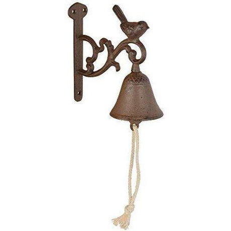 Elegant Cast Iron Doorbell with Decorative Bird Design and Antique Rust Finish - Home Deco London