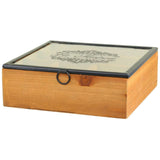 Elegant French Wooden Box With Glass Lid - 5 Compartments for Stylish Storage - Home Deco London