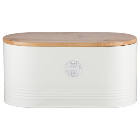 Elegant Typhoon Living Cream Bread Bin with Sustainable Bamboo Lid – Stylish Kitchen Storage - Home Deco London
