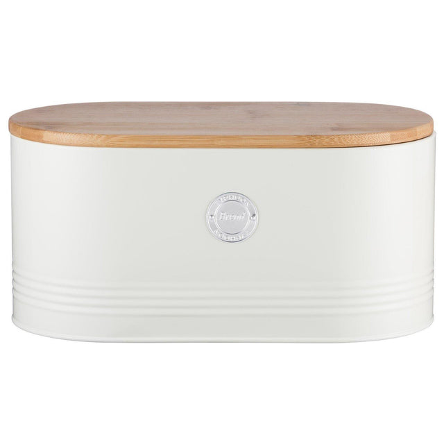 Elegant Typhoon Living Cream Bread Bin with Sustainable Bamboo Lid – Stylish Kitchen Storage - Home Deco London