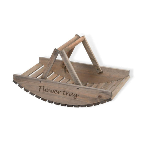 Esschert Design Flower Picking Trug - Half Round Pine Wood Basket with Carry Handles - Home Deco London