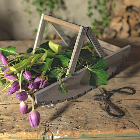 Esschert Design Flower Picking Trug - Half Round Pine Wood Basket with Carry Handles - Home Deco London