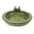 Esschert Design Green Bird Bath - Round Ceramic for Drinking and Bathing, 30.7cm x 32.9cm x 10.9cm - Home Deco London