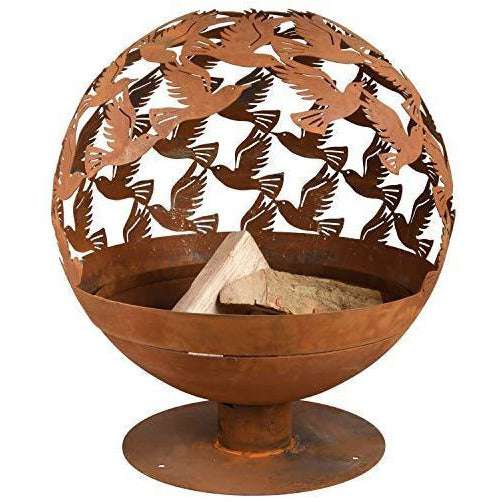 Fire Bowl Garden - Flock of Birds Laser Cut Cast Iron Design for Patio or Garden Ambiance 59x64cm - Home Deco London
