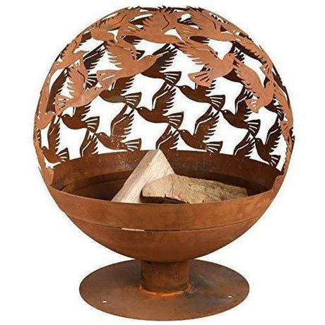 Fire Bowl Garden - Flock of Birds Laser Cut Cast Iron Design for Patio or Garden Ambiance 59x64cm - Home Deco London