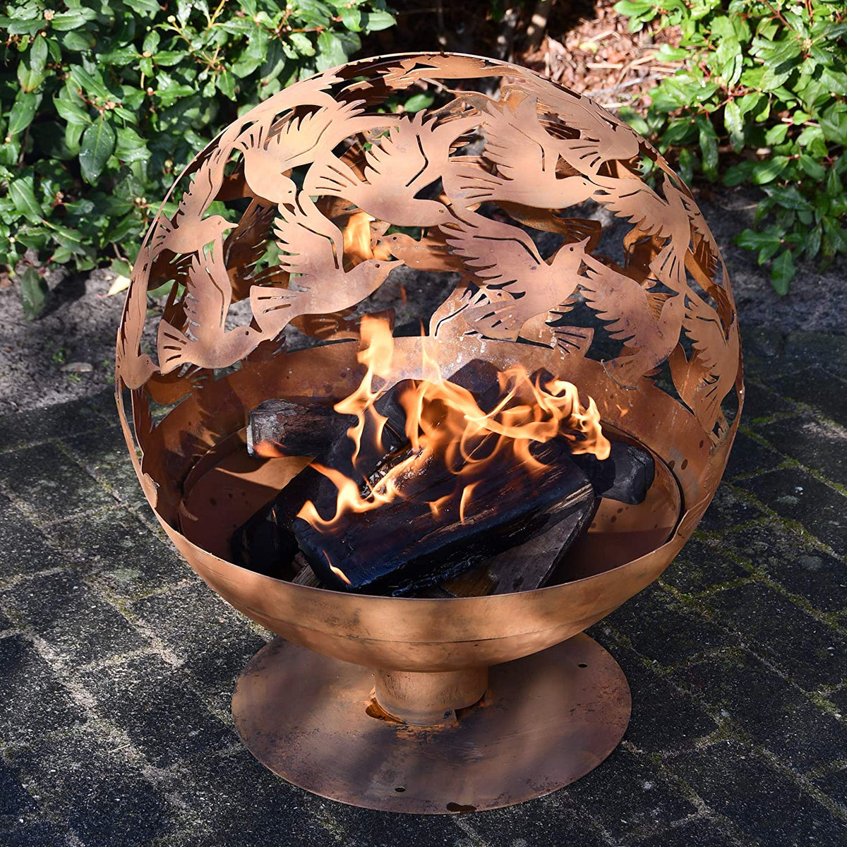 Fire Bowl Garden - Flock of Birds Laser Cut Cast Iron Design for Patio or Garden Ambiance 59x64cm - Home Deco London
