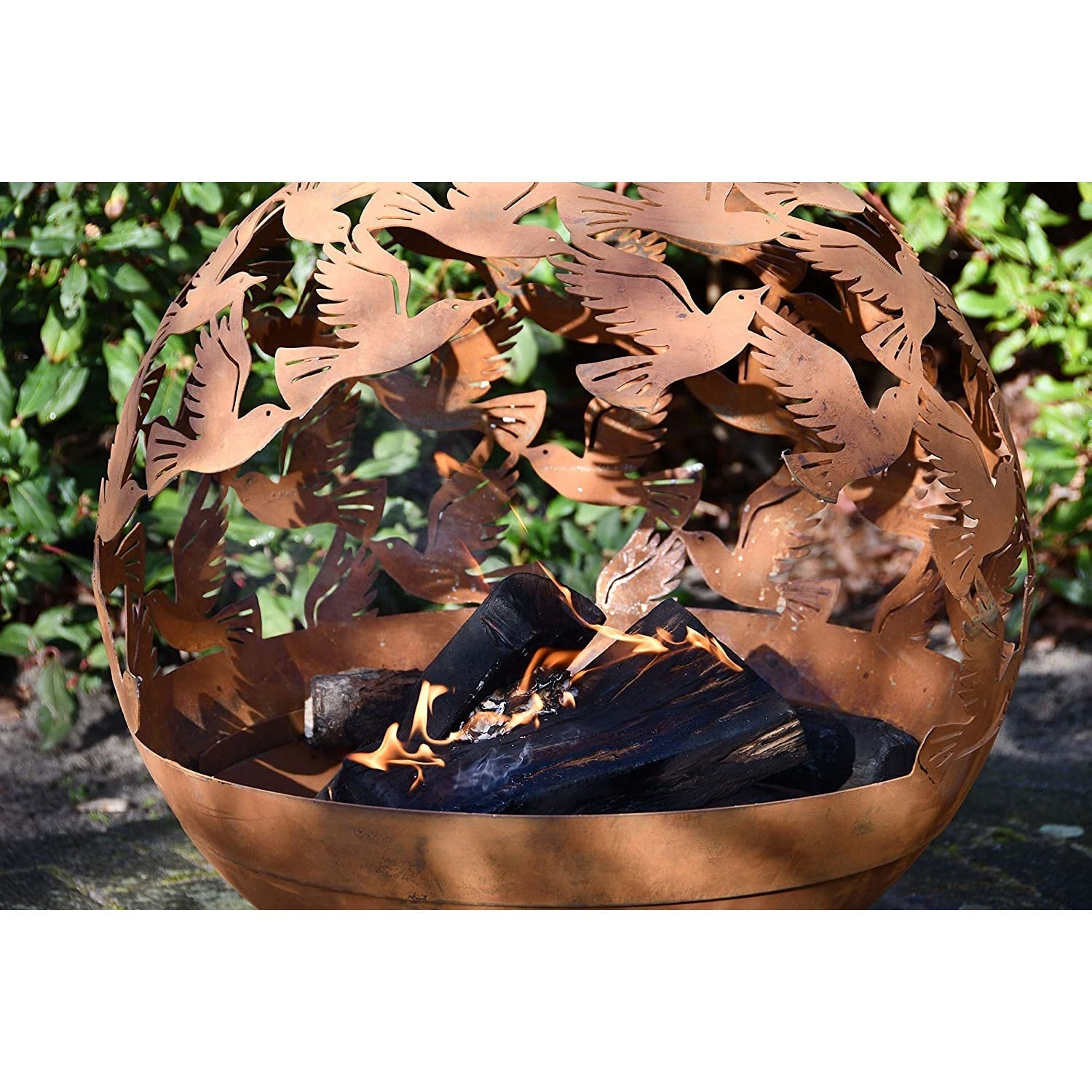 Fire Bowl Garden - Flock of Birds Laser Cut Cast Iron Design for Patio or Garden Ambiance 59x64cm - Home Deco London