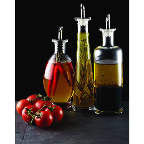 Glass Olive Oil Dispenser with Stainless Steel Drizzler Spout - Classic Italian Design - Home Deco London