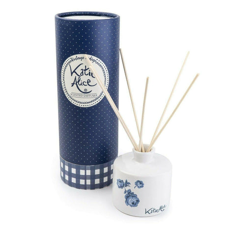 Katie Alice Thai Flower Reed Diffuser - Vintage Indigo Design, 150ml, Lasts Up To 45 Days - Home Deco London
