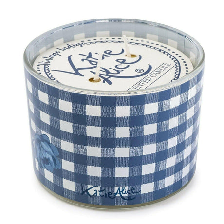 Katie Alice Vintage Indigo Scented Candle Pot - Thai Flower, 2 Wick, 380g - Home Deco London