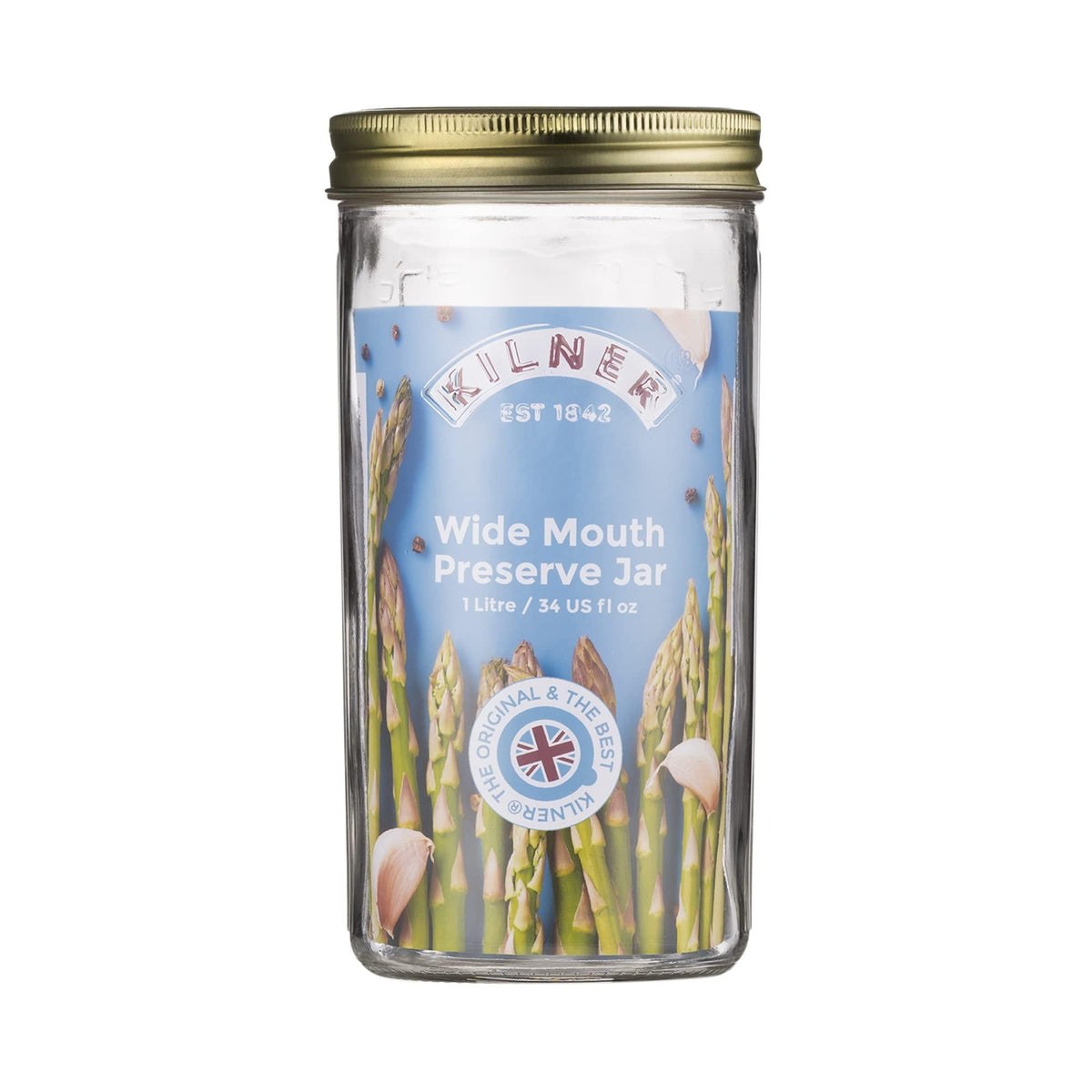 Kilner 1 Litre Wide Mouth Preserve Jar 1 Litre- Secure Vacuum Seal, Easy Fill, Glass Storage - Home Deco London