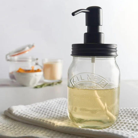 Kilner Liquid Soap & Lotion Dispenser 500ml Glass Jar with Stainless Steel Pump - Home Deco London