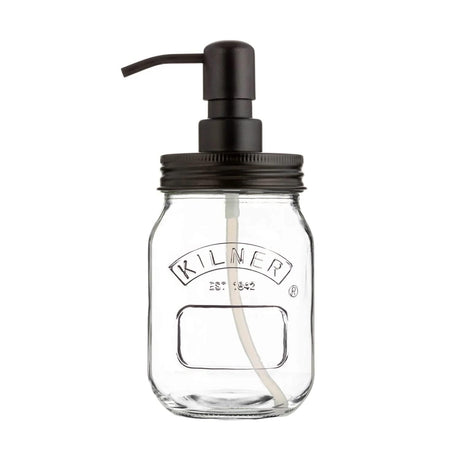 Kilner Liquid Soap & Lotion Dispenser 500ml Glass Jar with Stainless Steel Pump - Home Deco London