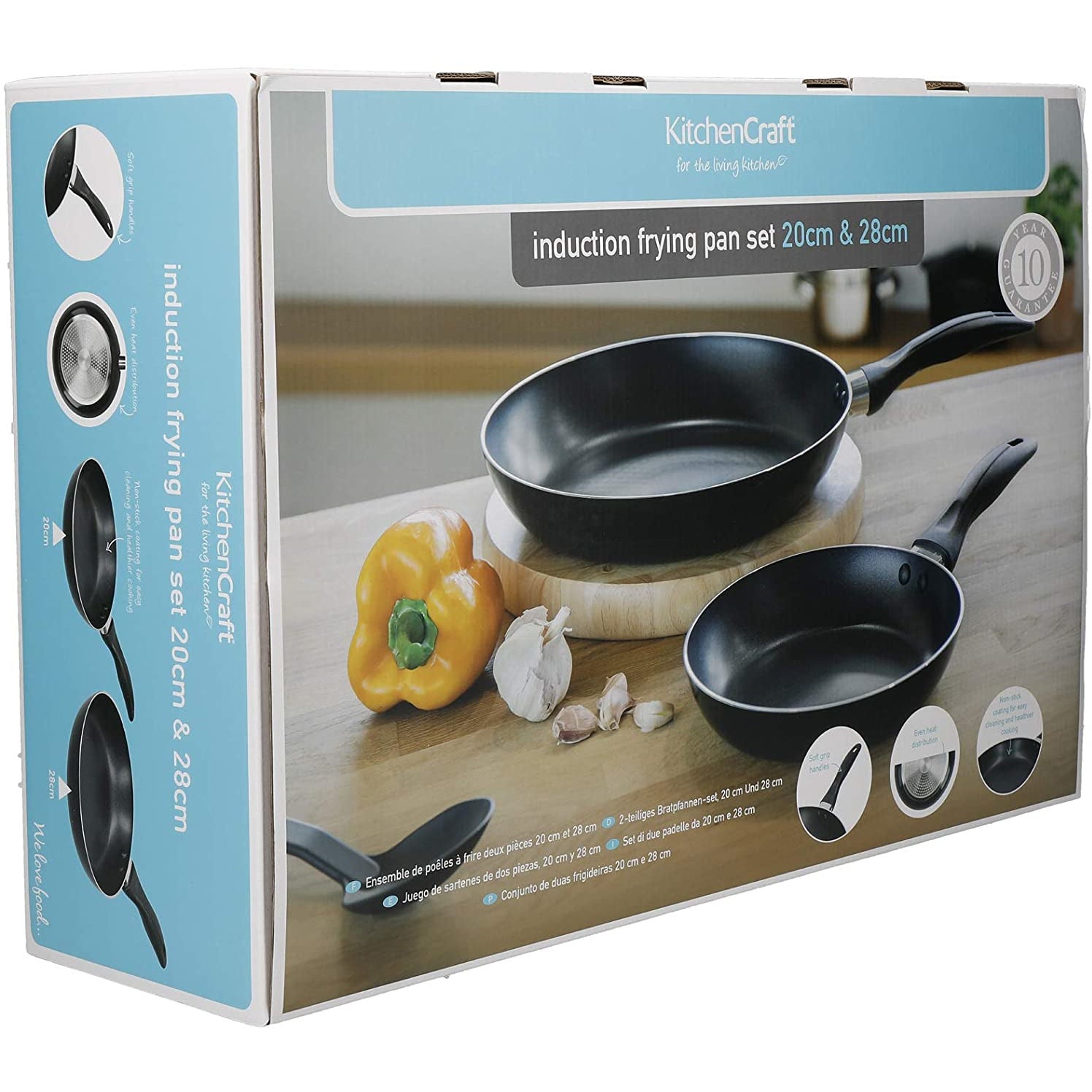 KitchenCraft Non Stick Frying Pans Set - 20cm & 28cm Induction Aluminium Pans in Gift Box - Home Deco London