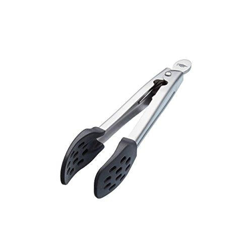 KitchenCraft Nylon Kitchen Tongs 18cm (7 Inch) Black/Silver Non-Stick Safe Durable Grip - Home Deco London