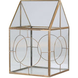 Large Antique Brass Candle Lantern with Circular Windows - Chic Antique Home Decor - Home Deco London