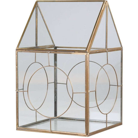 Large Antique Brass Candle Lantern with Circular Windows - Chic Antique Home Decor - Home Deco London