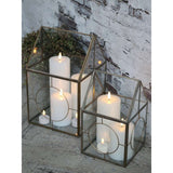 Large Antique Brass Candle Lantern with Circular Windows - Chic Antique Home Decor - Home Deco London