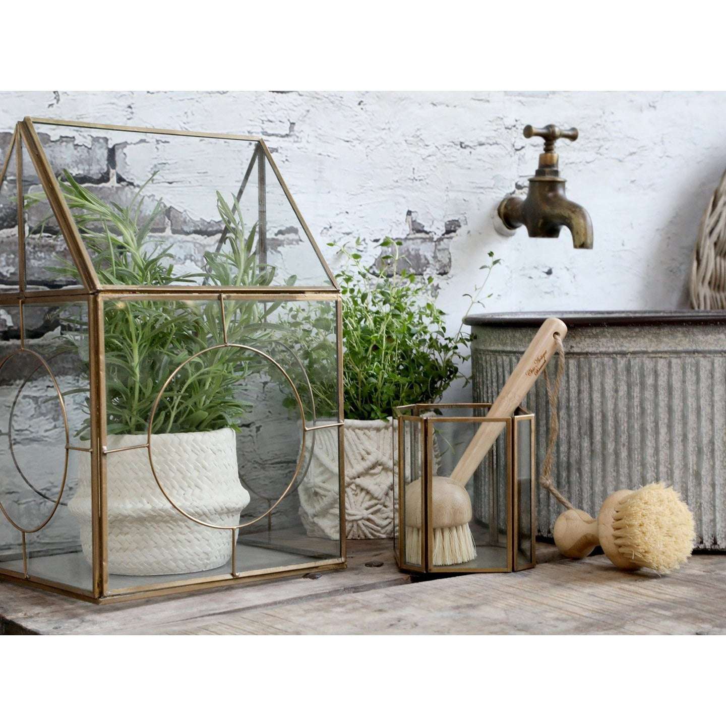 Large Antique Brass Candle Lantern with Circular Windows - Chic Antique Home Decor - Home Deco London