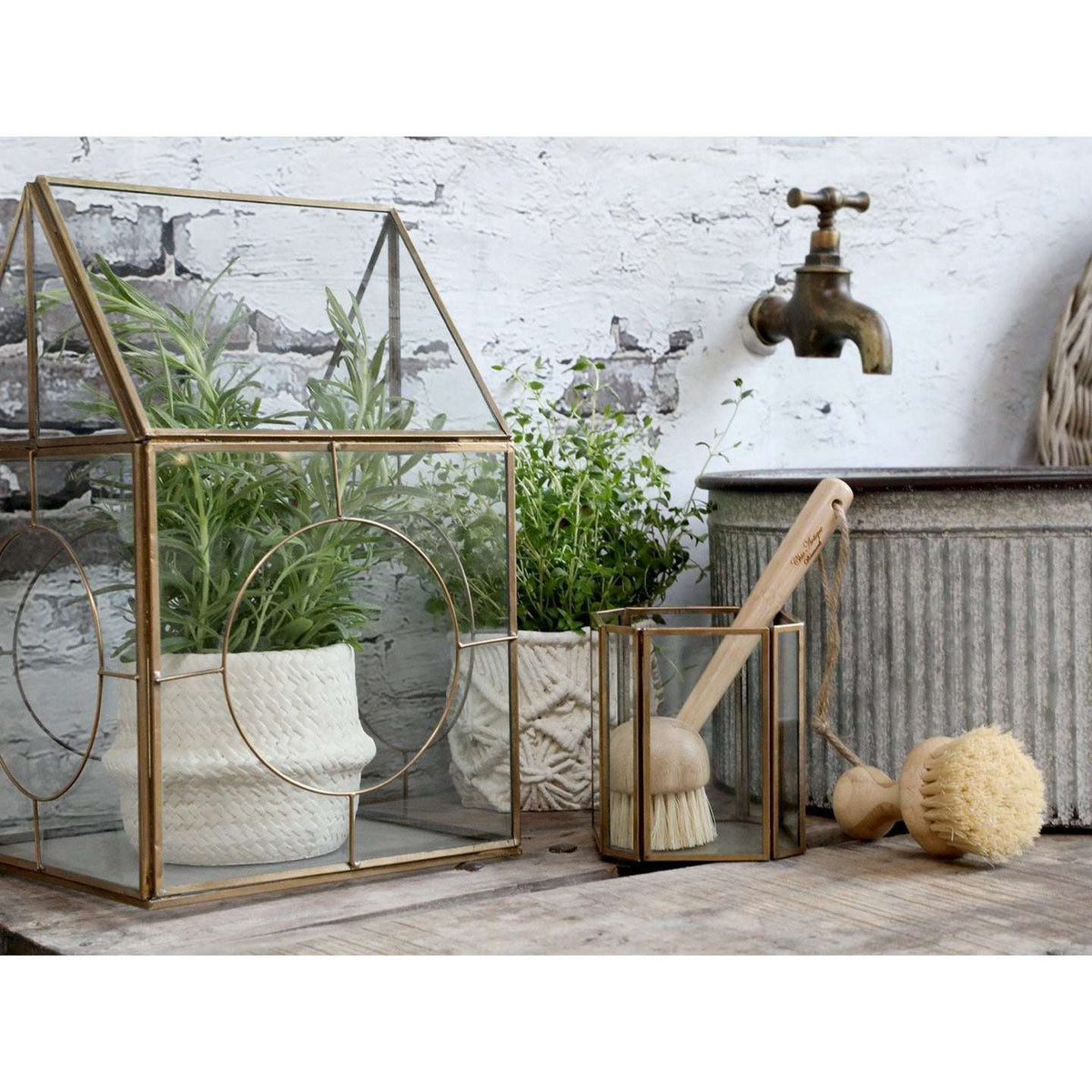 Large Antique Brass Candle Lantern with Circular Windows - Chic Antique Home Decor - Home Deco London
